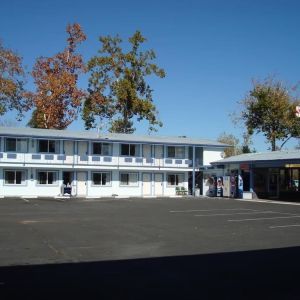 Hotel parking at Stardust Motel Redding.