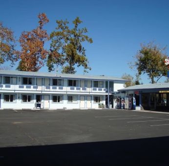 Hotel parking at Stardust Motel Redding.