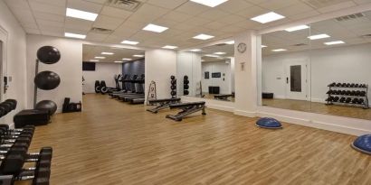 Fitness center available at  Four Points By Sheraton Boston-Newton. 