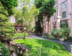 Beautiful and serene hotel garden at Hyatt Regency Greenwich.