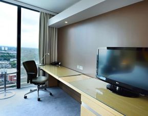 Day room with work station at Hilton Manchester Deansgate.