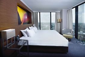 King room with city views at Hilton Manchester Deansgate.