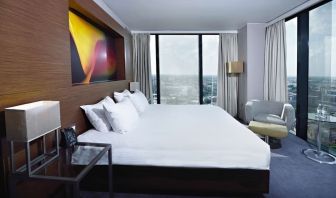 King room with city views at Hilton Manchester Deansgate.