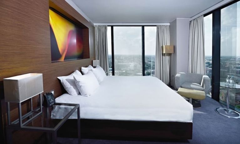 King room with city views at Hilton Manchester Deansgate.