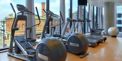 Fitness center at Hilton Manchester Deansgate.