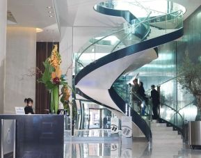 Lobby staircase at Hilton Manchester Deansgate.