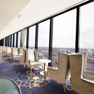 Lounge and coworking space at Hilton Manchester Deansgate.