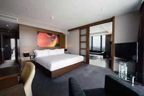 Romatic king room at Hilton Manchester Deansgate.