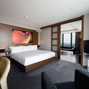 Romatic king room at Hilton Manchester Deansgate.