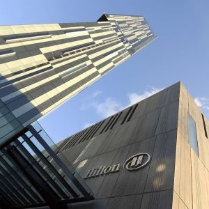 Hotel exterior at Hilton Manchester Deansgate.