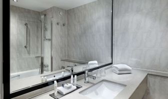 Guest bathroom with shower at DoubleTree By Hilton Woking.