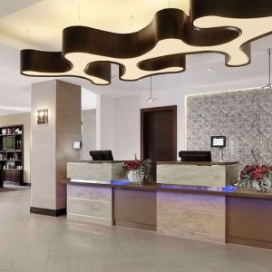 Hotel lobby and reception at DoubleTree By Hilton Woking.