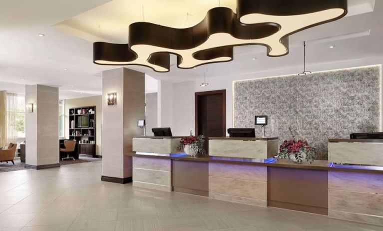 Hotel lobby and reception at DoubleTree By Hilton Woking.