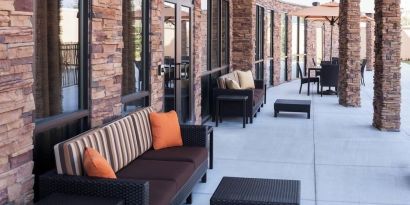 Inviting terrace and patio at Courtyard By Marriott Houston North/ Shenandoah.