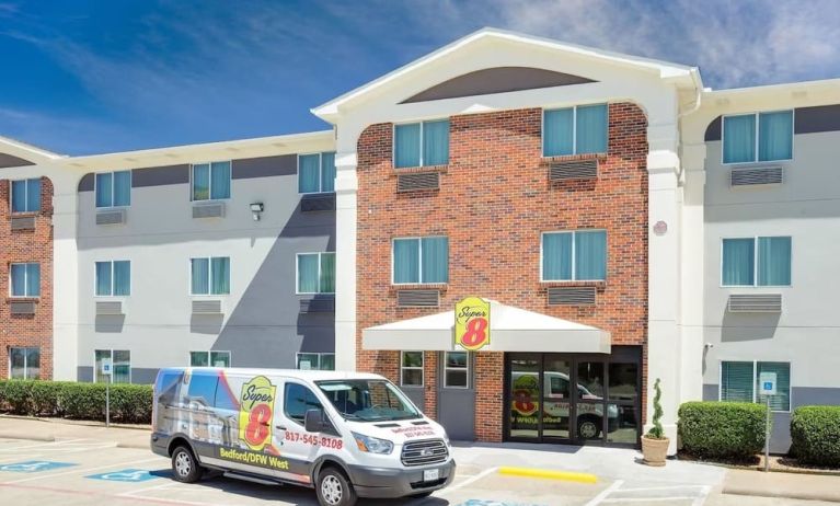 Hotel exterior at Super 8 Bedford DFW Airport West.  