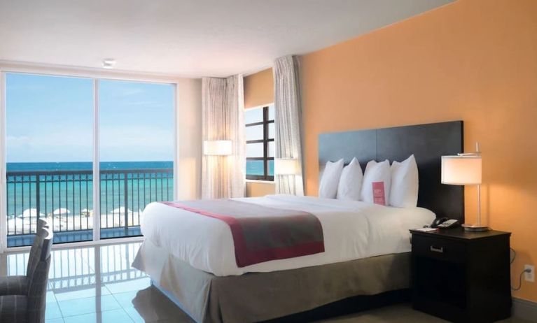 Romantic king room with sea view at Ramada Plaza Marco Polo Beach Resort.