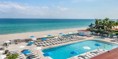 Stunning outdoor pool close to the beach at Ramada Plaza Marco Polo Beach Resort.