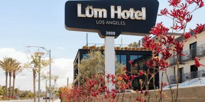 Hotel exterior at Lum Hotel Inglewood.