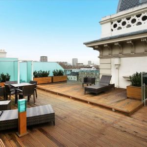 Rooftop terrace at Hilton London Paddington.