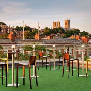 Terrace with scenic view at DoubleTree By Hilton Lincoln.