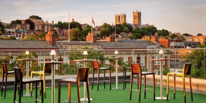 Terrace with scenic view at DoubleTree By Hilton Lincoln.