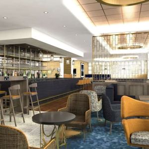 Hotel bar and lounge area at DoubleTree By Hilton Hull.