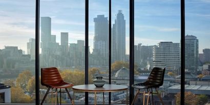 Lobby seating overlooking the city at The Westminster London, Curio Collection By Hilton.