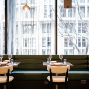 Hotel bar seating with natural light at The Westminster London, Curio Collection By Hilton.  