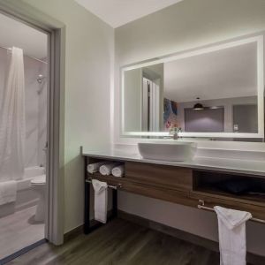 Private bathroom with shower at Signature Inn Houston Galleria.