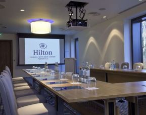 Professional meeting room at Hilton London Heathrow Airport Terminal 5. 