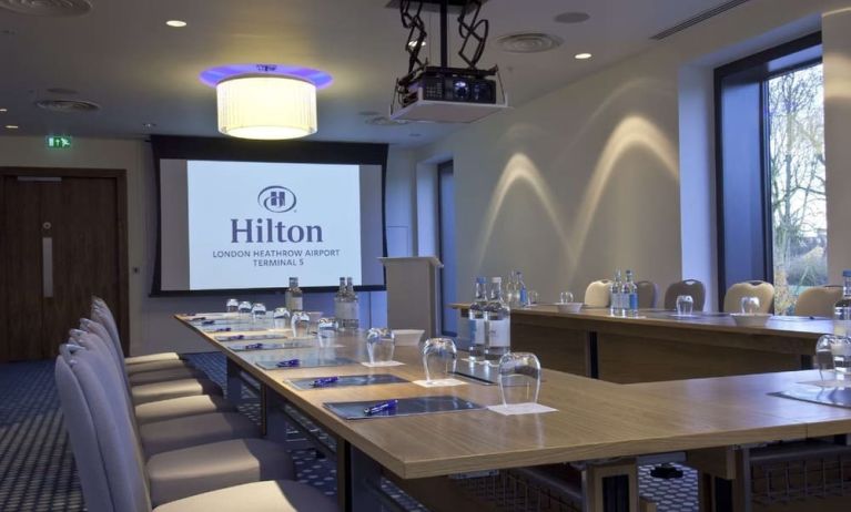 Professional meeting room at Hilton London Heathrow Airport Terminal 5. 