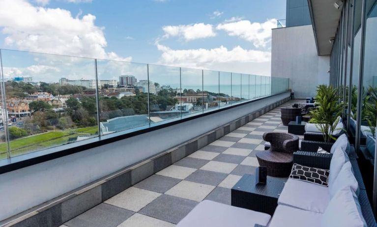 Outdoor terrace perfect for coworking at Hilton Bournemouth.  