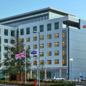 Hotel exterior at Hampton By Hilton London Luton Airport.