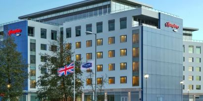 Hotel exterior at Hampton By Hilton London Luton Airport.