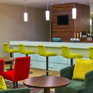 Hotel bar at Hampton By Hilton London Luton Airport.