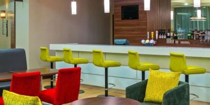 Hotel bar at Hampton By Hilton London Luton Airport.