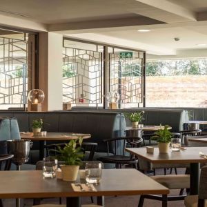 Dining area perfect for coworking at DoubleTree By Hilton Hotel & Spa Chester.  