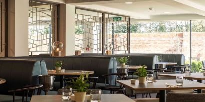 Dining area perfect for coworking at DoubleTree By Hilton Hotel & Spa Chester.  