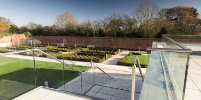 Outdoor garden and terrace at DoubleTree By Hilton Hotel & Spa Chester. 