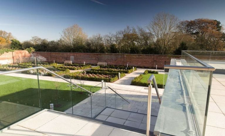 Outdoor garden and terrace at DoubleTree By Hilton Hotel & Spa Chester. 