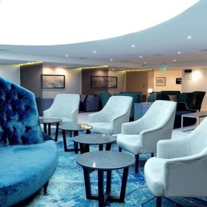 Lobby and coworking lounge at DoubleTree By Hilton Hotel & Spa Chester.