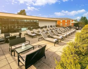 Outdoor sun deck at DoubleTree By Hilton Hotel & Spa Chester.