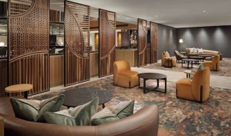 Lobby and coworking lounge at Hilton London Metropole. 