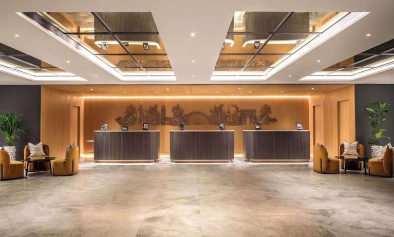 Reception area at Hilton London Metropole. 