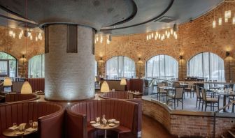 Industrial-chic dining area at DoubleTree By Hilton Bristol City Centre. 
