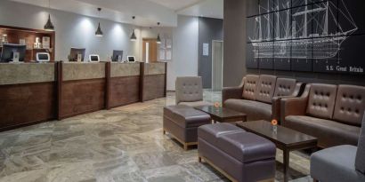 Lobby and coworking lounge at DoubleTree By Hilton Bristol City Centre.  