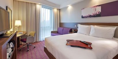 Cozy king room at Hampton By Hilton London Gatwick Airport.