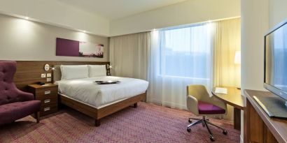 Comfortable day use room at Hampton By Hilton London Gatwick Airport.