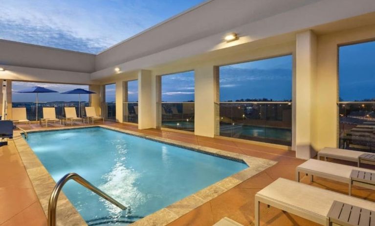 Pool at night at Hilton Garden Inn Nashville West End Avenue.