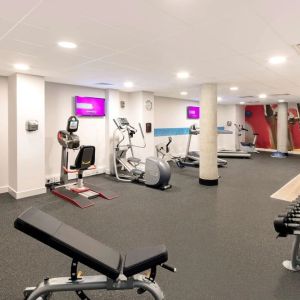 Fitness center at Hampton By Hilton London Stansted Airport.